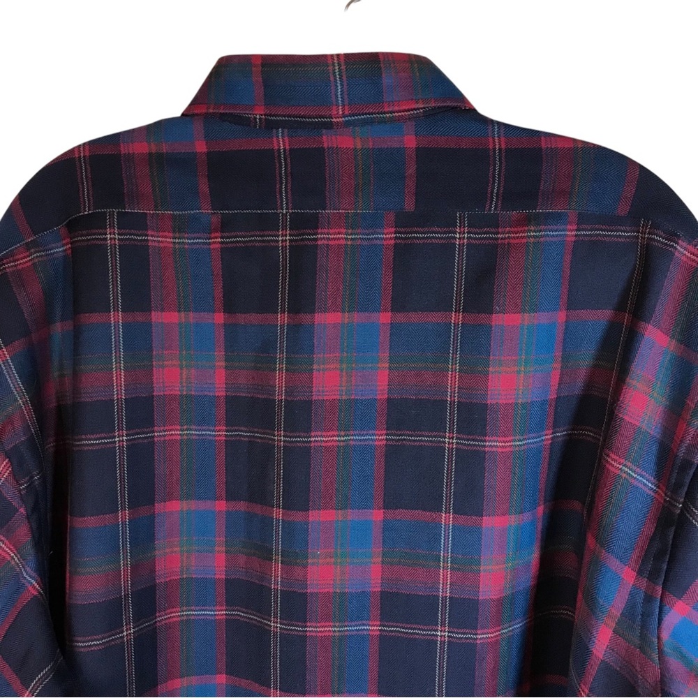 Sir Pendleton pure virgin wool button up shirt men’s XL plaid blue red•FLAW - Picture 12 of 12